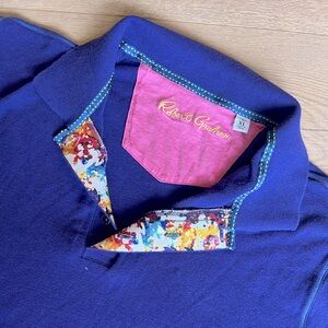 Robert Graham Men’s XL Classic Fit Purple Polo Cotton Blend Paint Splash Collar